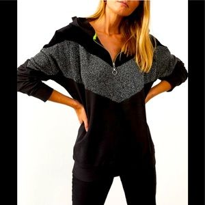 NWT Milan Kiss Black & Silver Zip Neck Hoodie | Size XL
